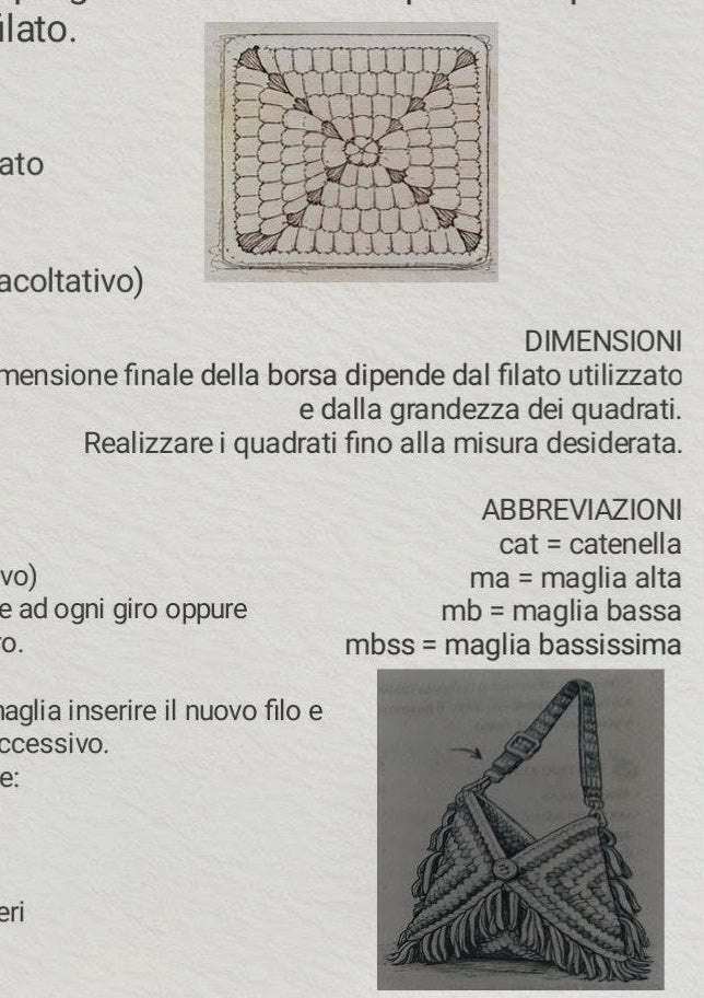 Schema uncinetto borsa granny Carnival (PDF) – progetto Fili di Luce