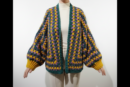 Schema uncinetto Cardigan Aura – Progetto Fili di Luce