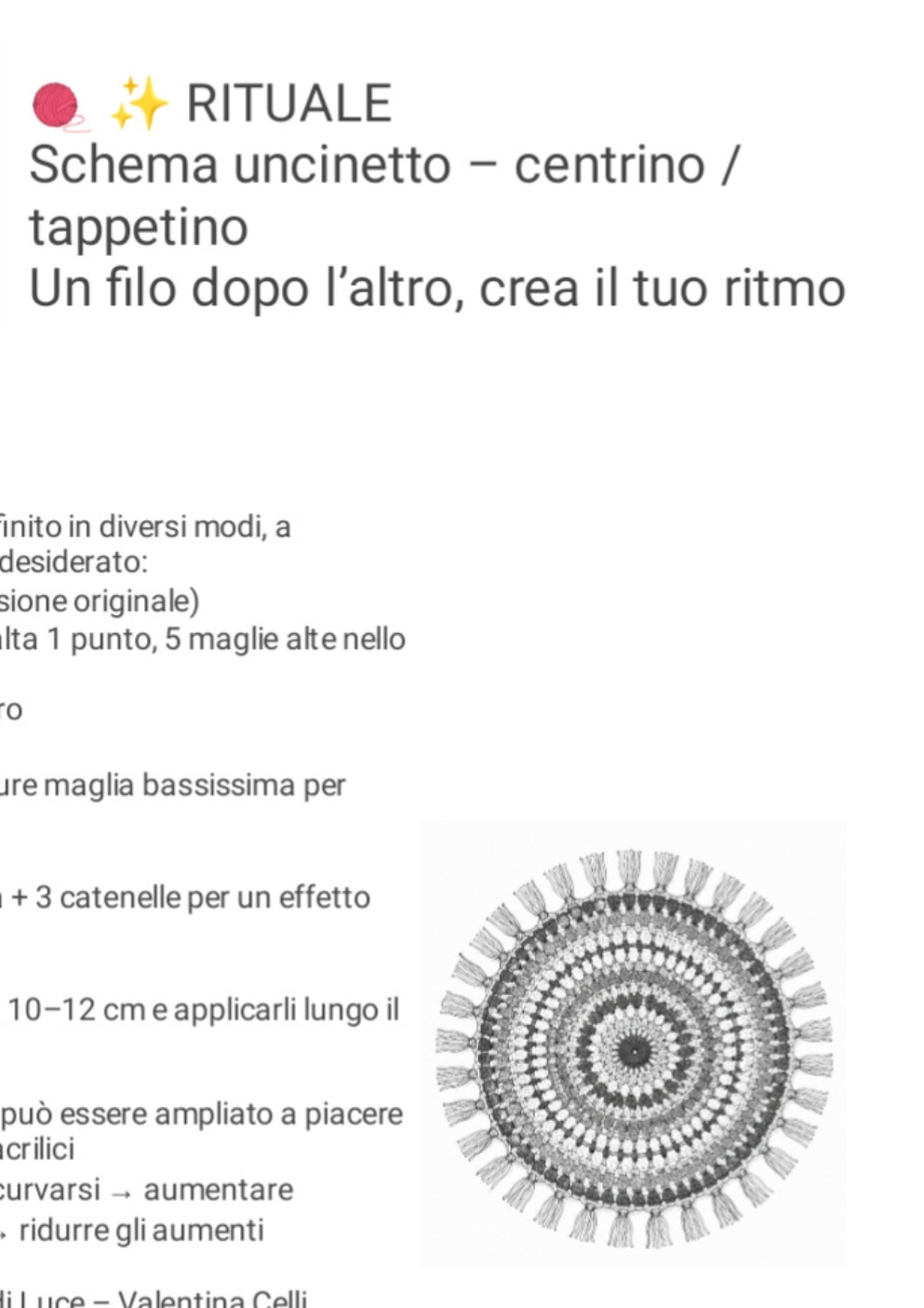 Rituale – Schema Uncinetto Centrino / Tappetino Circolare PDF
