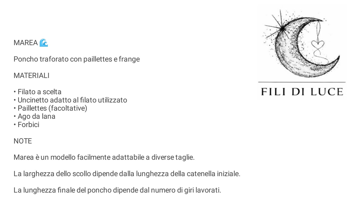 Schema PDF Marea – Poncho traforato con paillettes e frange