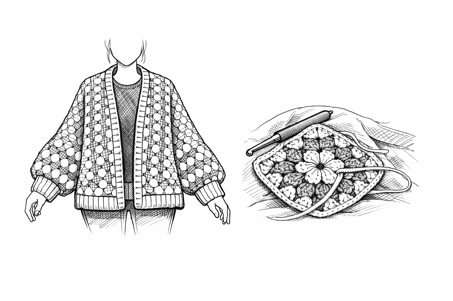 Schema uncinetto Cardigan Aura (PDF)– Progetto Fili di Luce