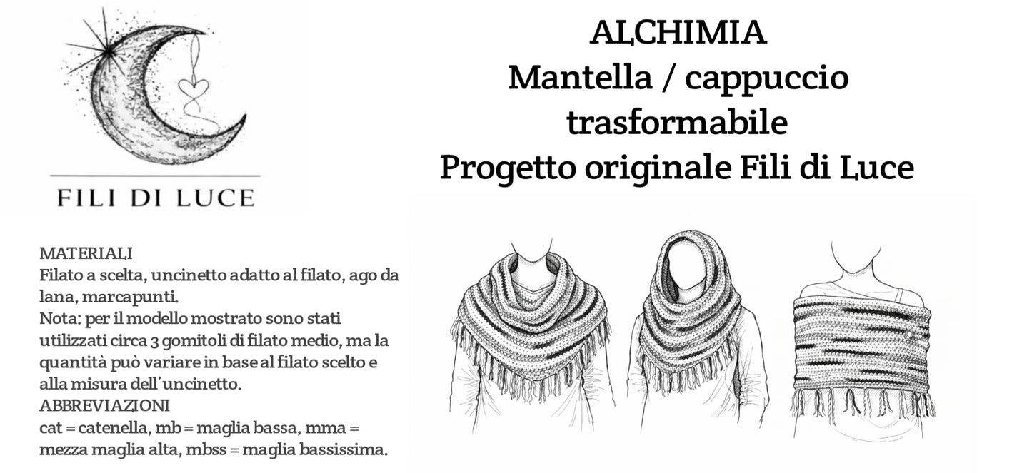 Schema uncinetto mantella Alchimia (PDF) – progetto Fili di Luce