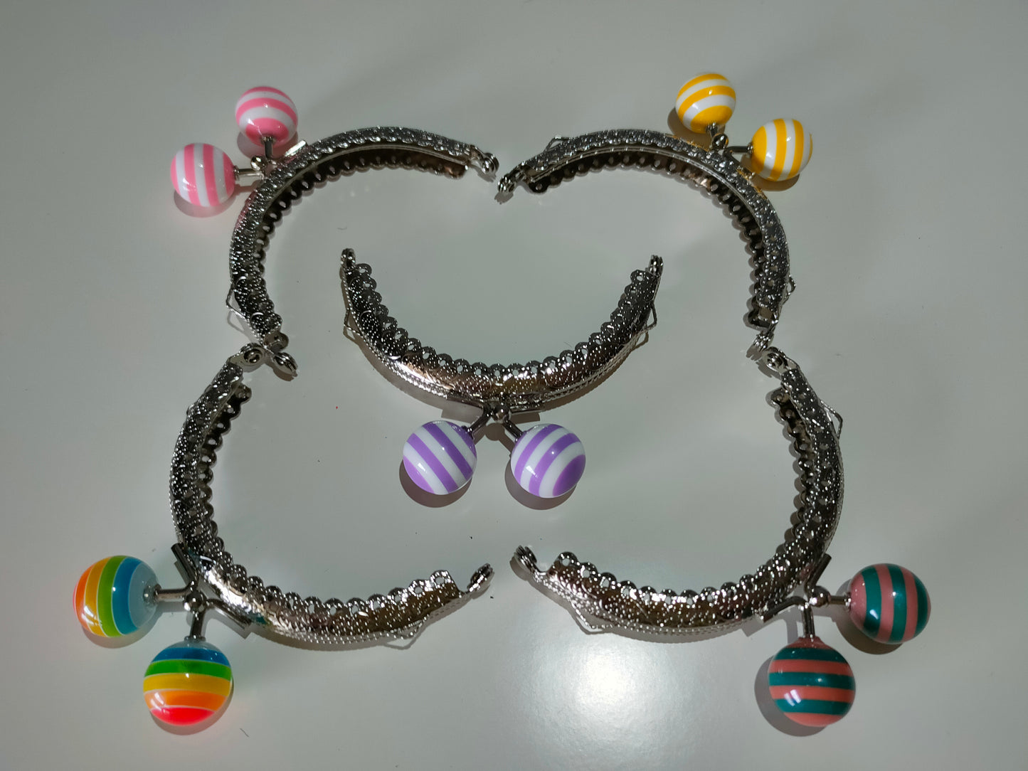 Chiusura clic clac 8,5 cm con pomelli colorati per pochette e accessori handmade